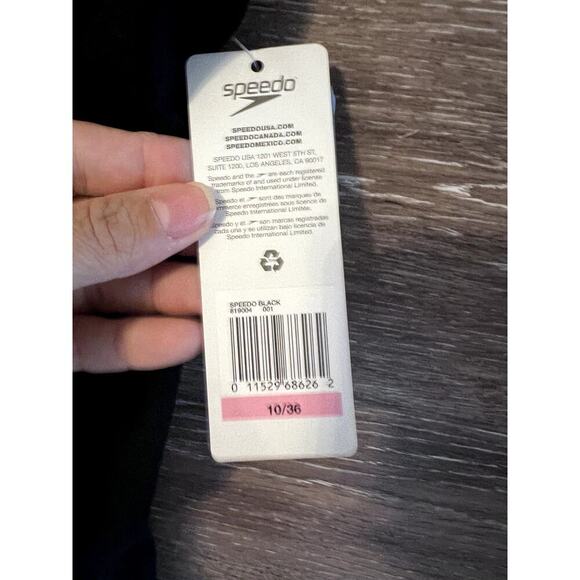 Speedo Endurance Swimsuit Black Size 10/36 Competition NEW one piece opened back - Picture 2 of 8